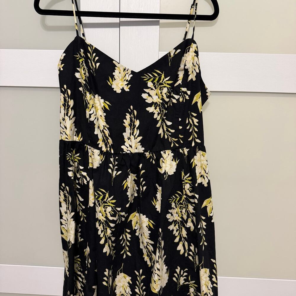 H&M Women’s Floral Sleeveless Mini Dress Size XL Black Cream